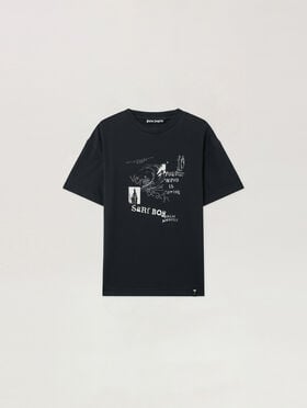 PALM ANGELS Surf Boy Regular T-Shirt ANTHRACITE - BLACK PAMAA01F26JR07