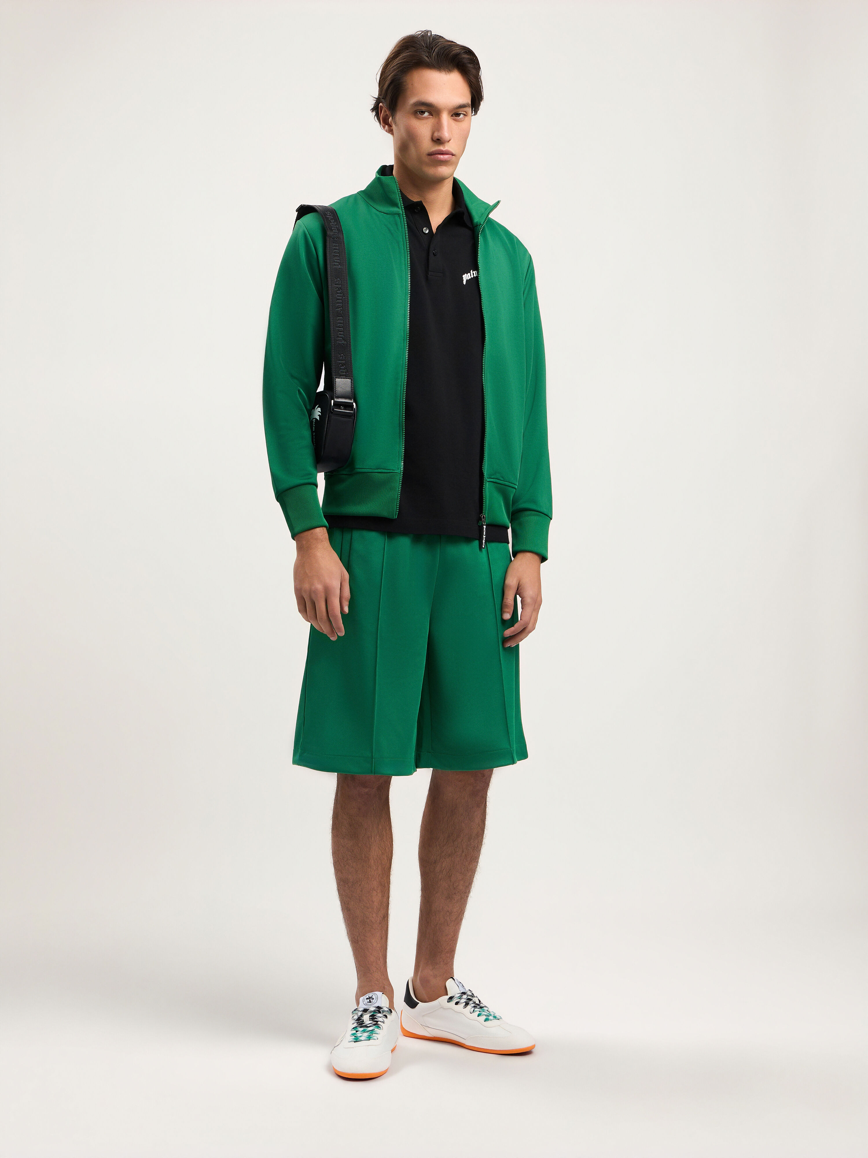 Curved Logo Track Jacket in GREEN BLACK for Men | Palm Angels®