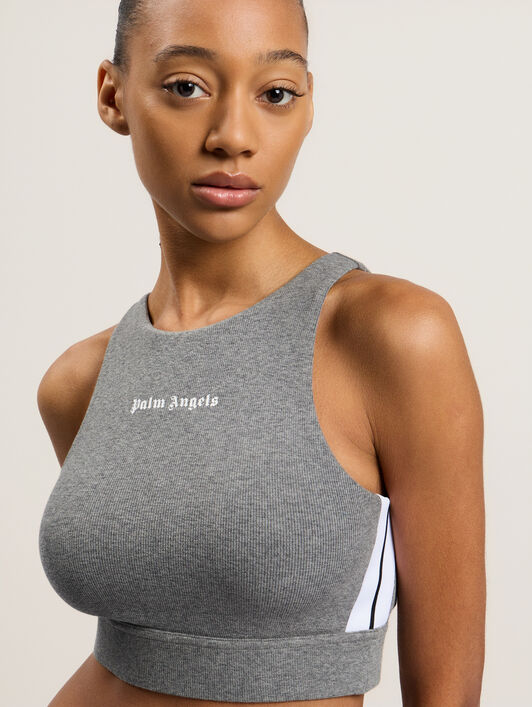 PALM ANGELS Training Track Top MELANGE GREY WHITE PWVO001C99FAB001