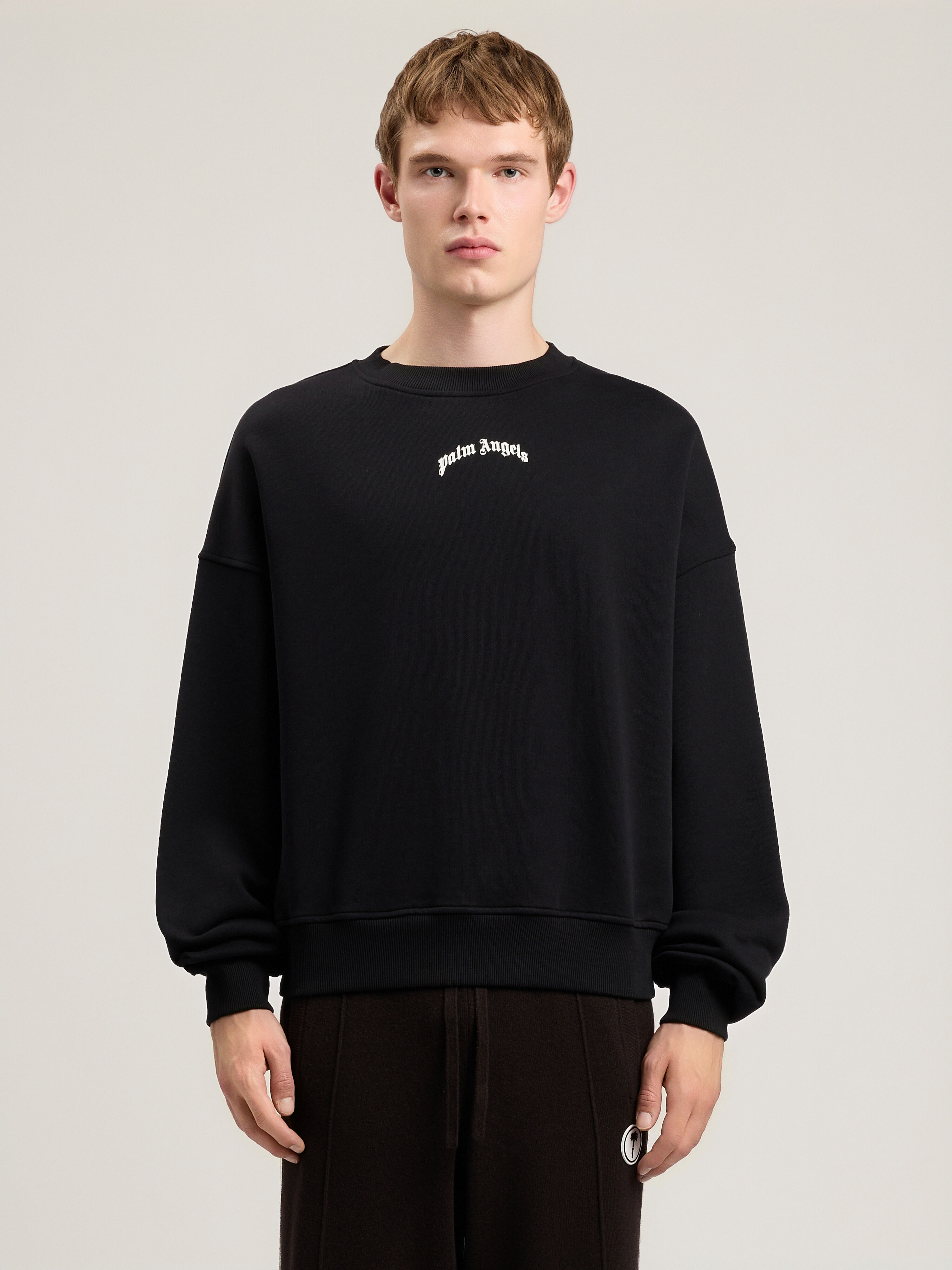 Back Curved Logo Loose Sweatshirt in BLACK OFF WHITE for Men