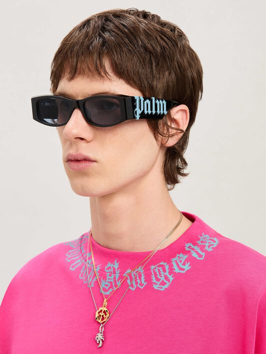 PALM ANGELS  Angel sunglasses BLACK - LIGHT BLUE PERI007C99PLA001