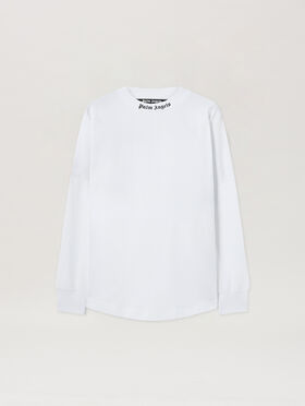 PALM ANGELS CLASSIC LOGO OVER TEE L/S WHITE BLACK PMAB001C99JER004