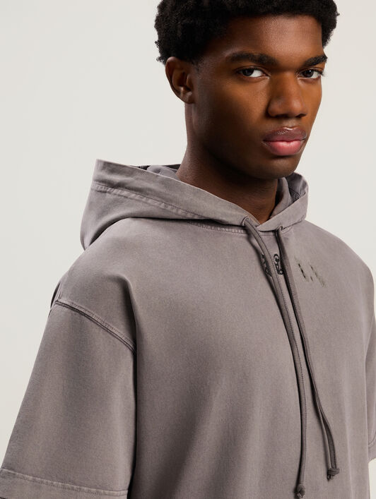 Monogram Distressed Hoodie PALM ANGELS Monogram Distressed Hoodie MEDIUM GREY - BLACK PMBB178F25FLE001