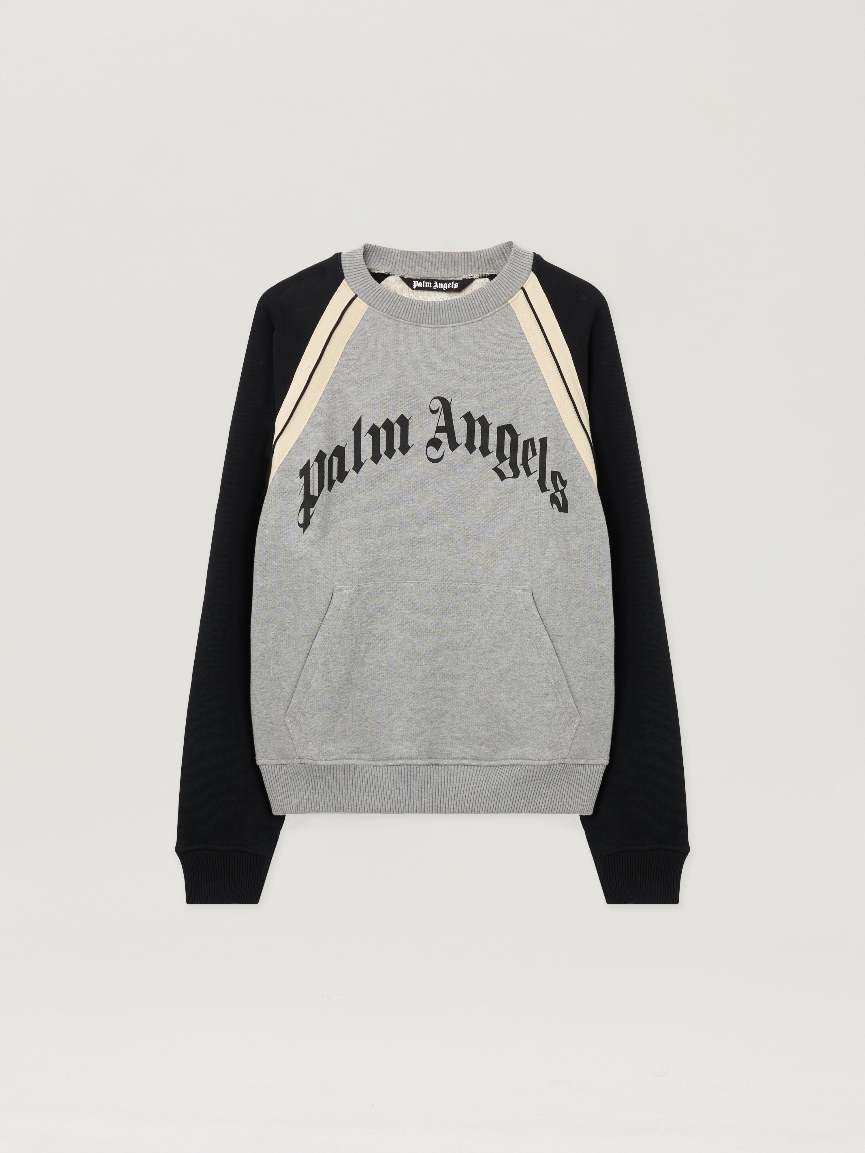 Curved Logo Track Crew PALM ANGELS Curved Logo Track Crew GREY MELANGE - BLACK PMBA08LF25FLE001