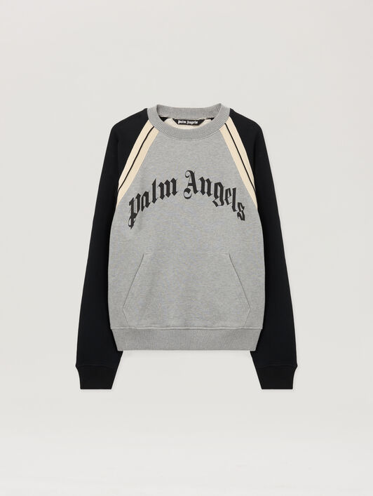 Curved Logo Track Crew PALM ANGELS Curved Logo Track Crew GREY MELANGE - BLACK PMBA08LF25FLE001