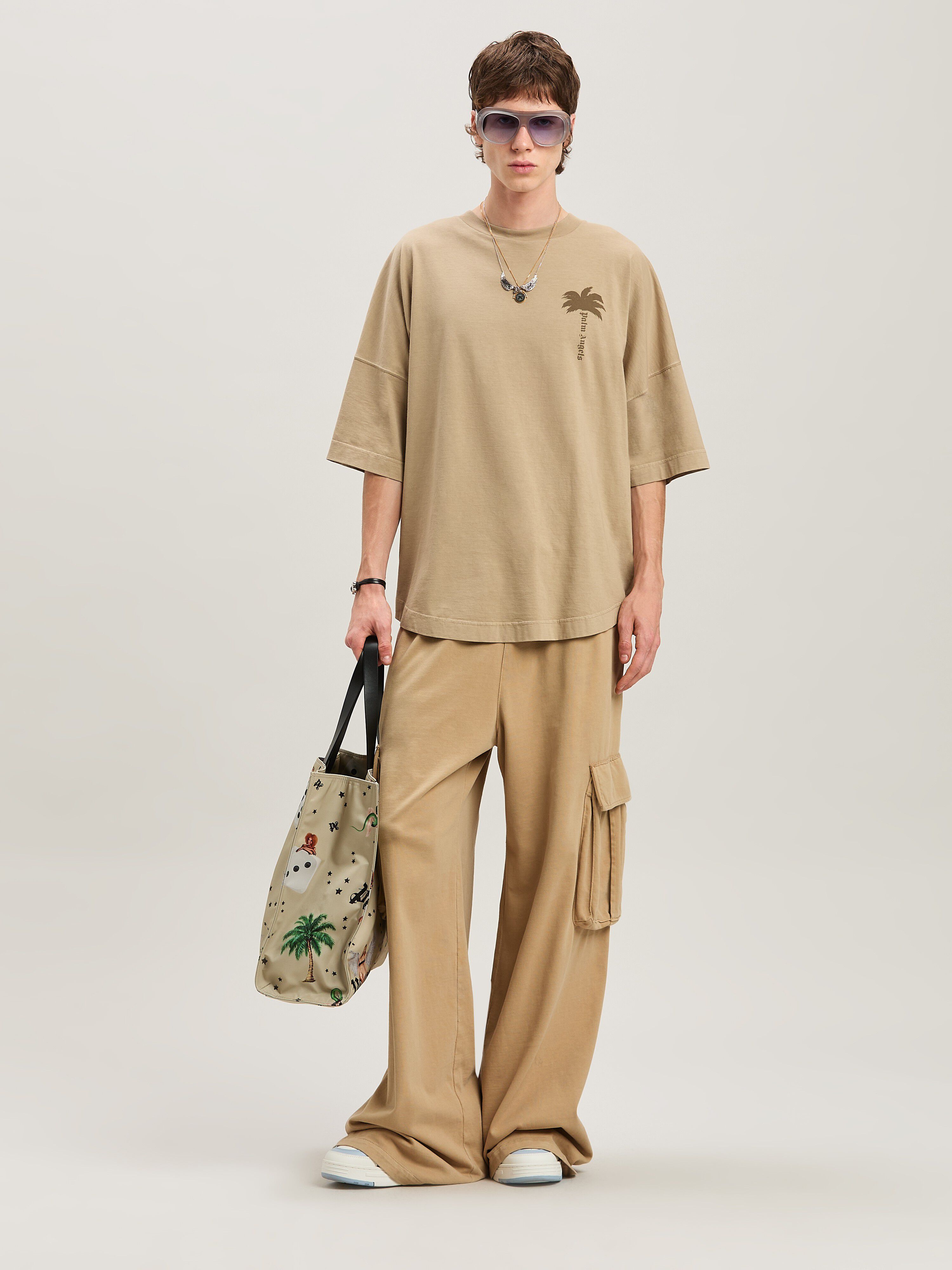 PALM ANGELS  Palmen Over T-Shirt BEIGE - BEIGE PMAA002S25JER004