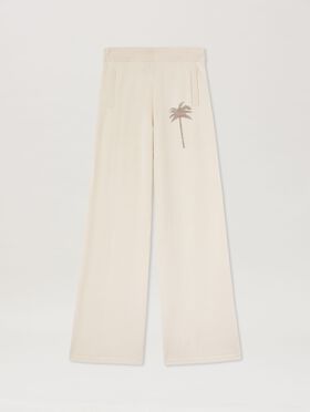 PALM ANGELS  Strickhose mit Palme BABY BLUE - OFF WHITE PWAA017S25JER001