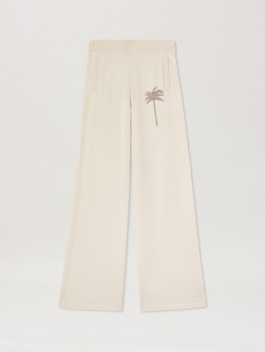 PALM ANGELS  Palm Inlay Track knit pants OFF WHITE - CAMMELLO PWHG035S25KNI001