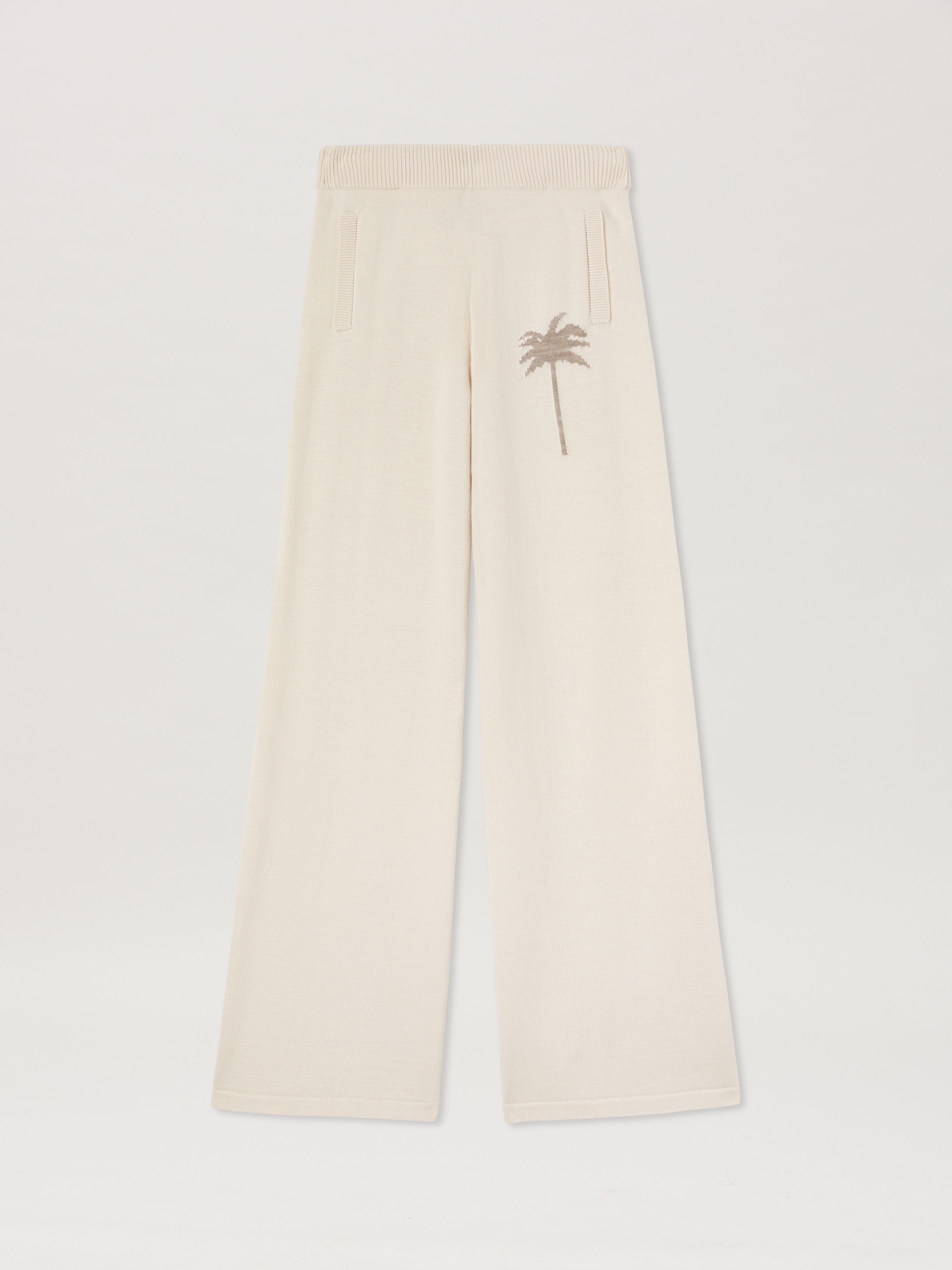 PALM ANGELS  Palm Inlay Track knit pants OFF WHITE - CAMMELLO PWHG035S25KNI001