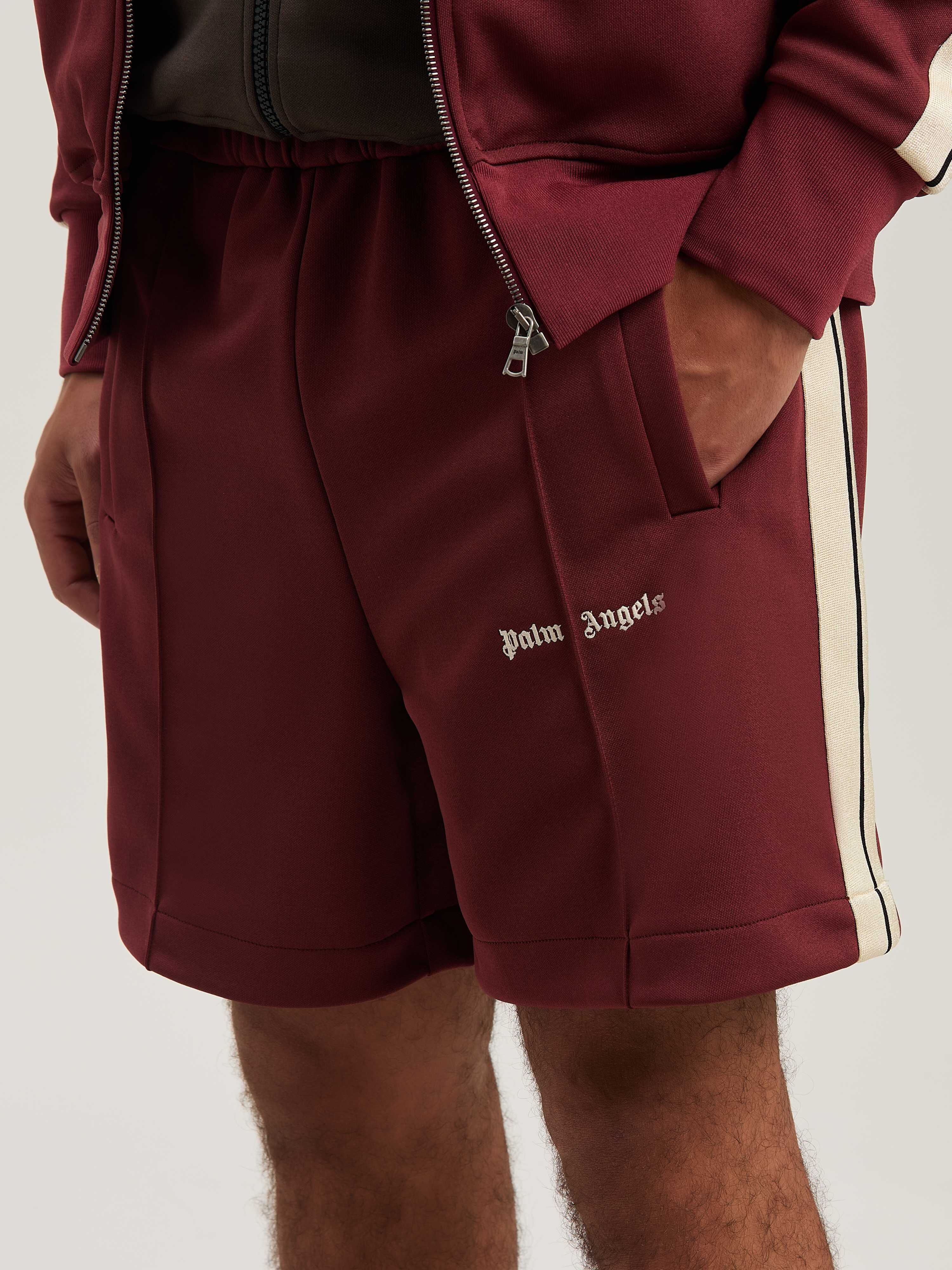 PALM ANGELS  Trainings-Shorts mit gesticktem Logo BURGUNDY - OFF WHITE PMCL004S25FAB001