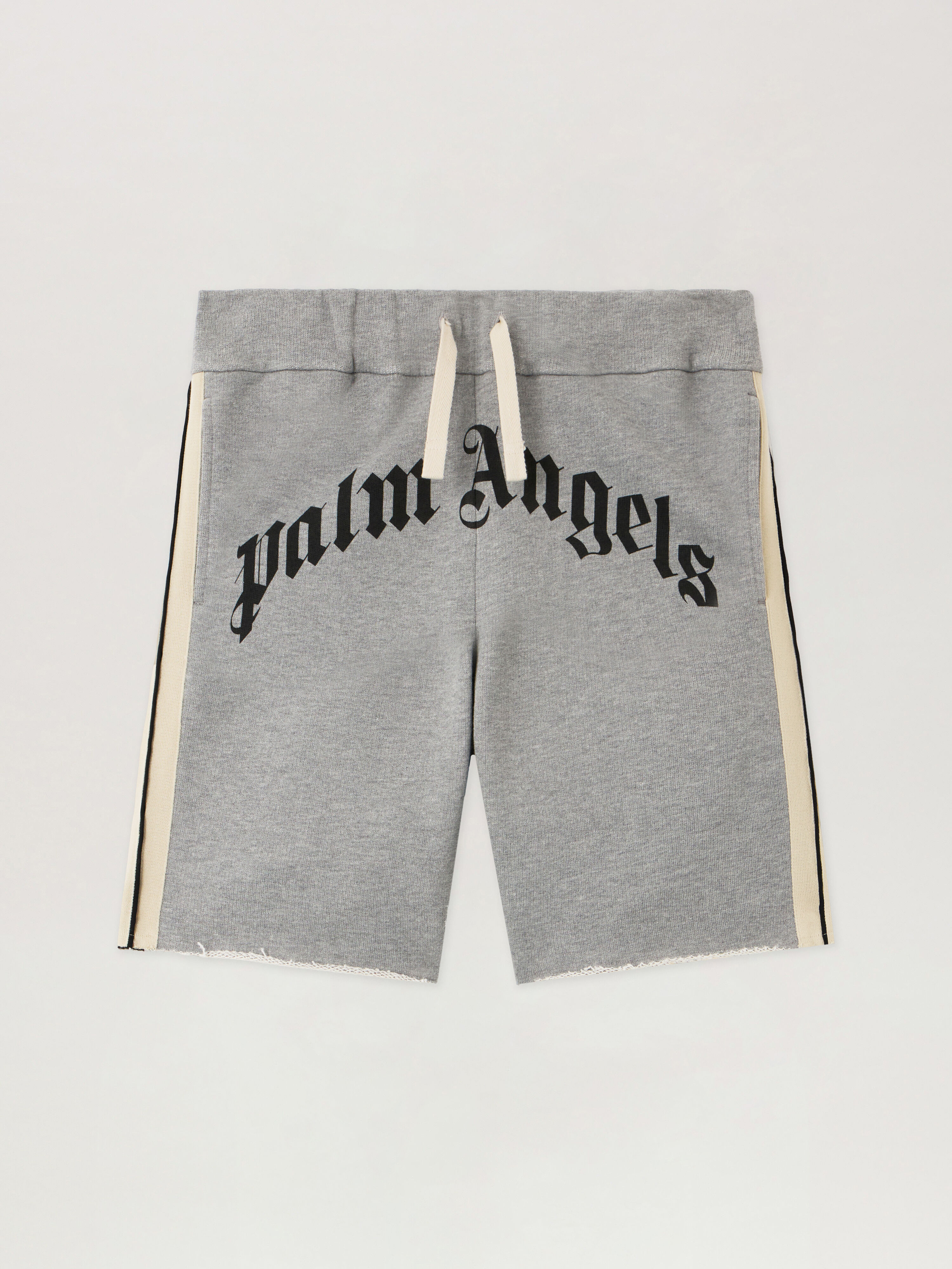 PALM ANGELS Curved Logo Track Sweatshort GREY MELANGE - BLACK PMCI026F25FLE001