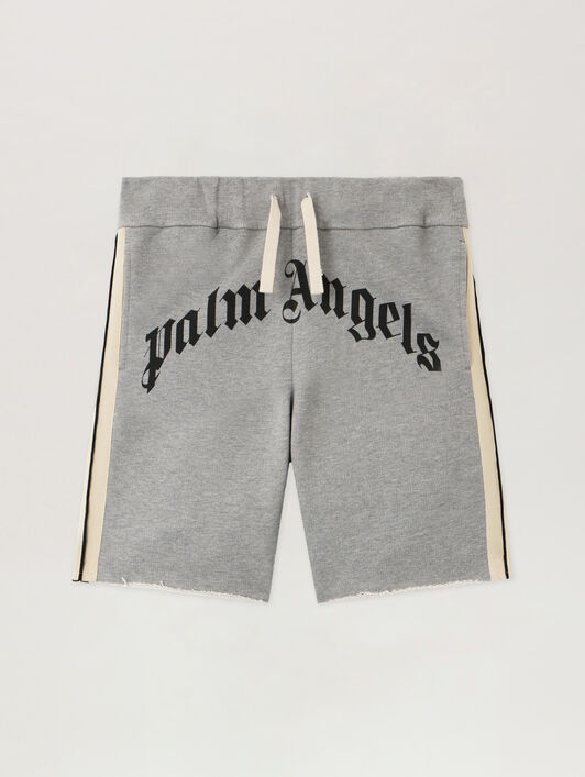Curved Logo Track Sweatshort PALM ANGELS Curved Logo Track Sweatshort GREY MELANGE - BLACK PMCI026F25FLE001