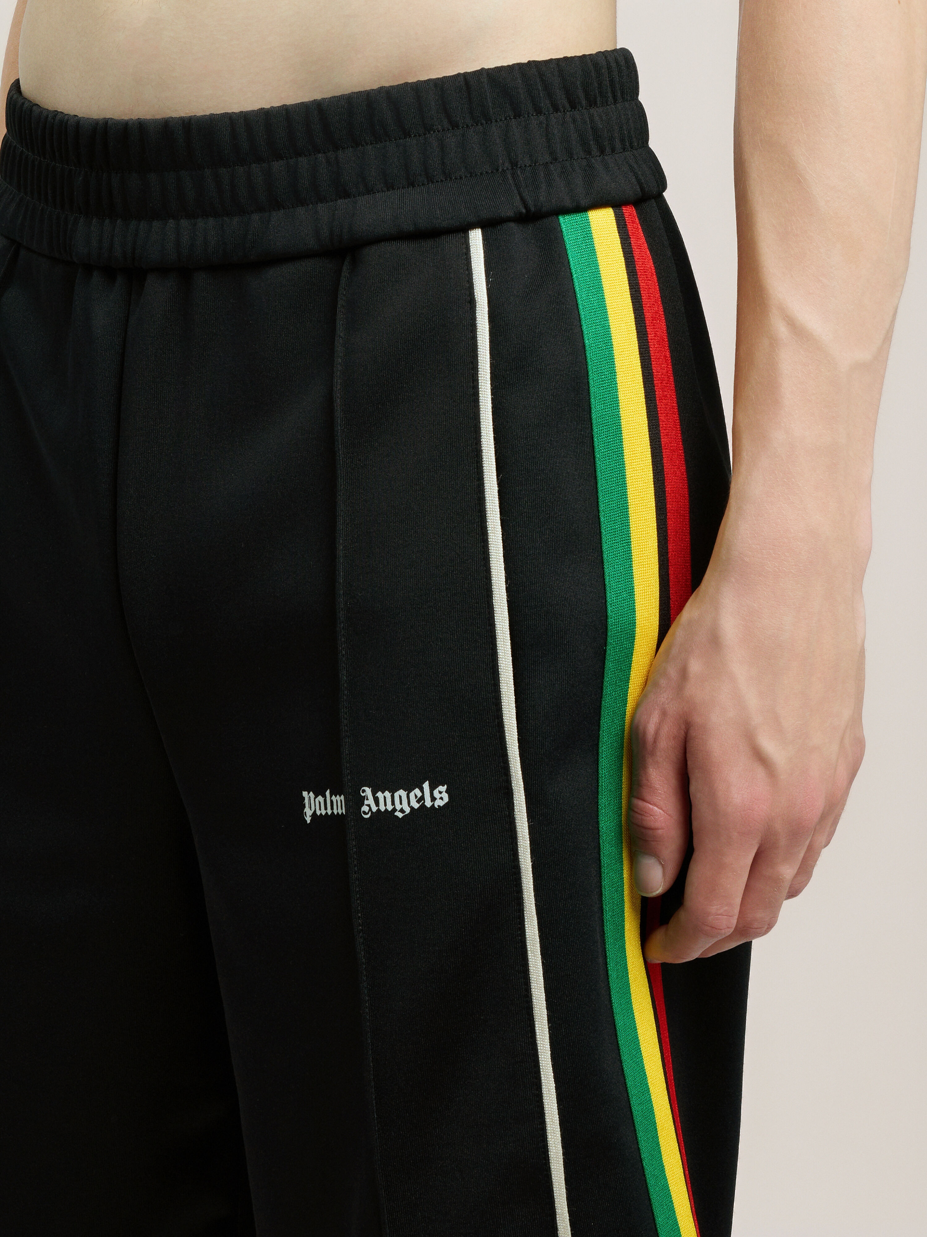 PALM ANGELS Classic Logo Vintage Track Shorts BLACK OFF WHITE PMCL00CS26FAB002