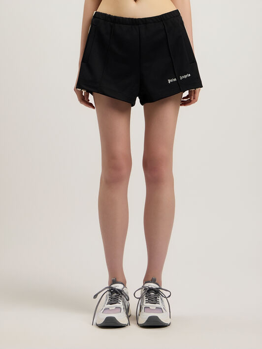PALM ANGELS Classic Logo Track Shorts BLACK OFF WHITE PWCL005S26FAB001