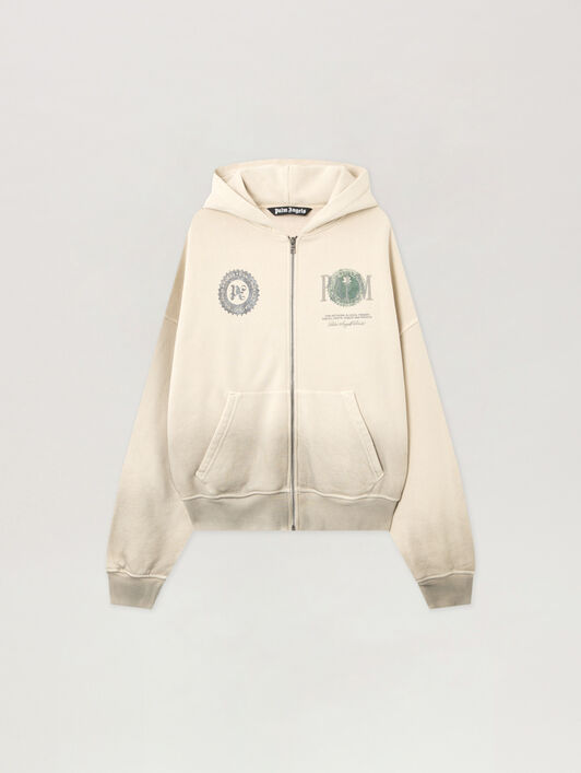 Dollar Zipped Loose Hoodie PALM ANGELS Dollar Zipped Loose Hoodie IVORY - BLACK PMBE02AF25FLE003