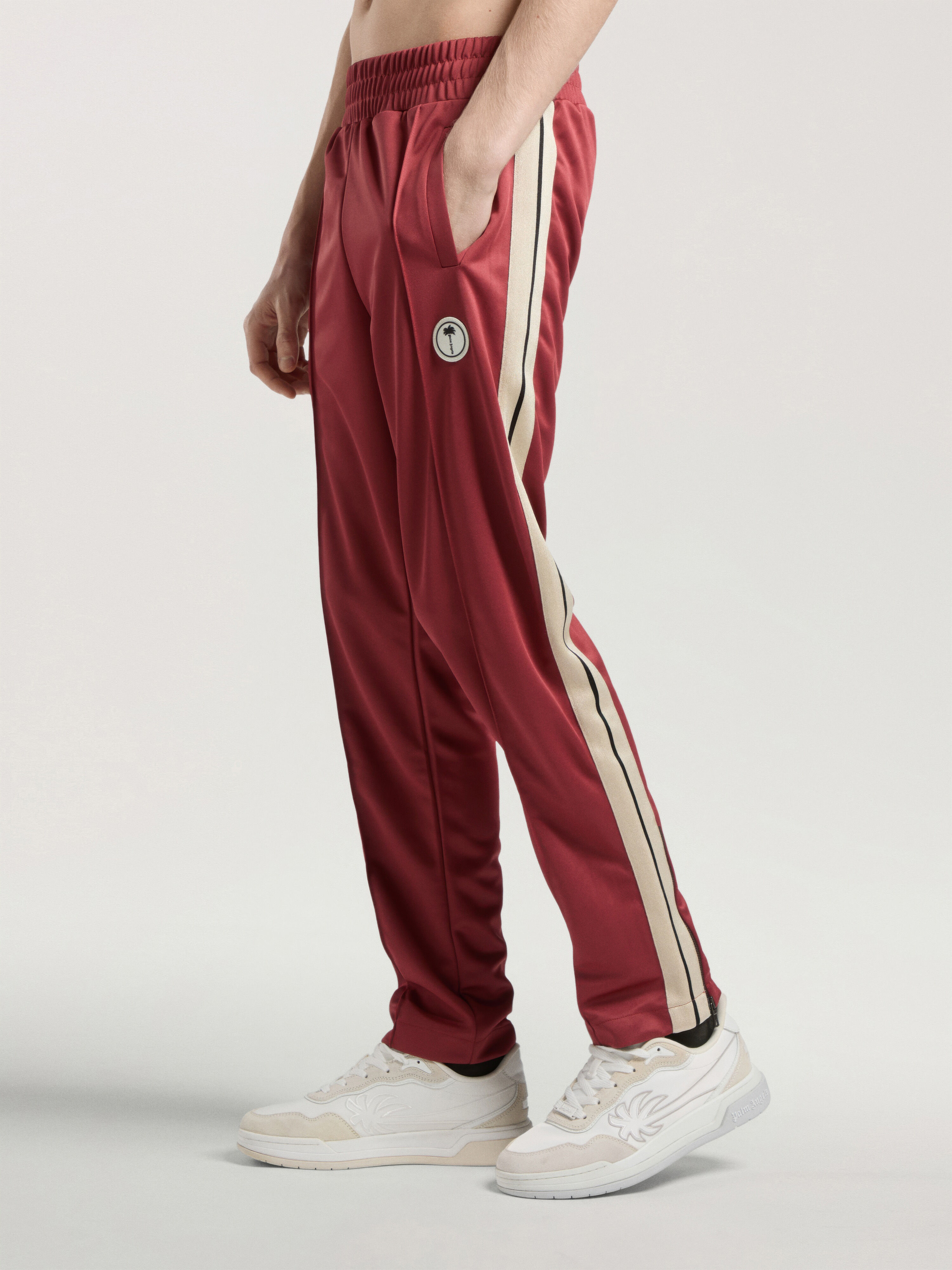 PALM ANGELS Palm Tree Track Pants BRICK RED - OFF WHITE PAMCJ02F26FB02