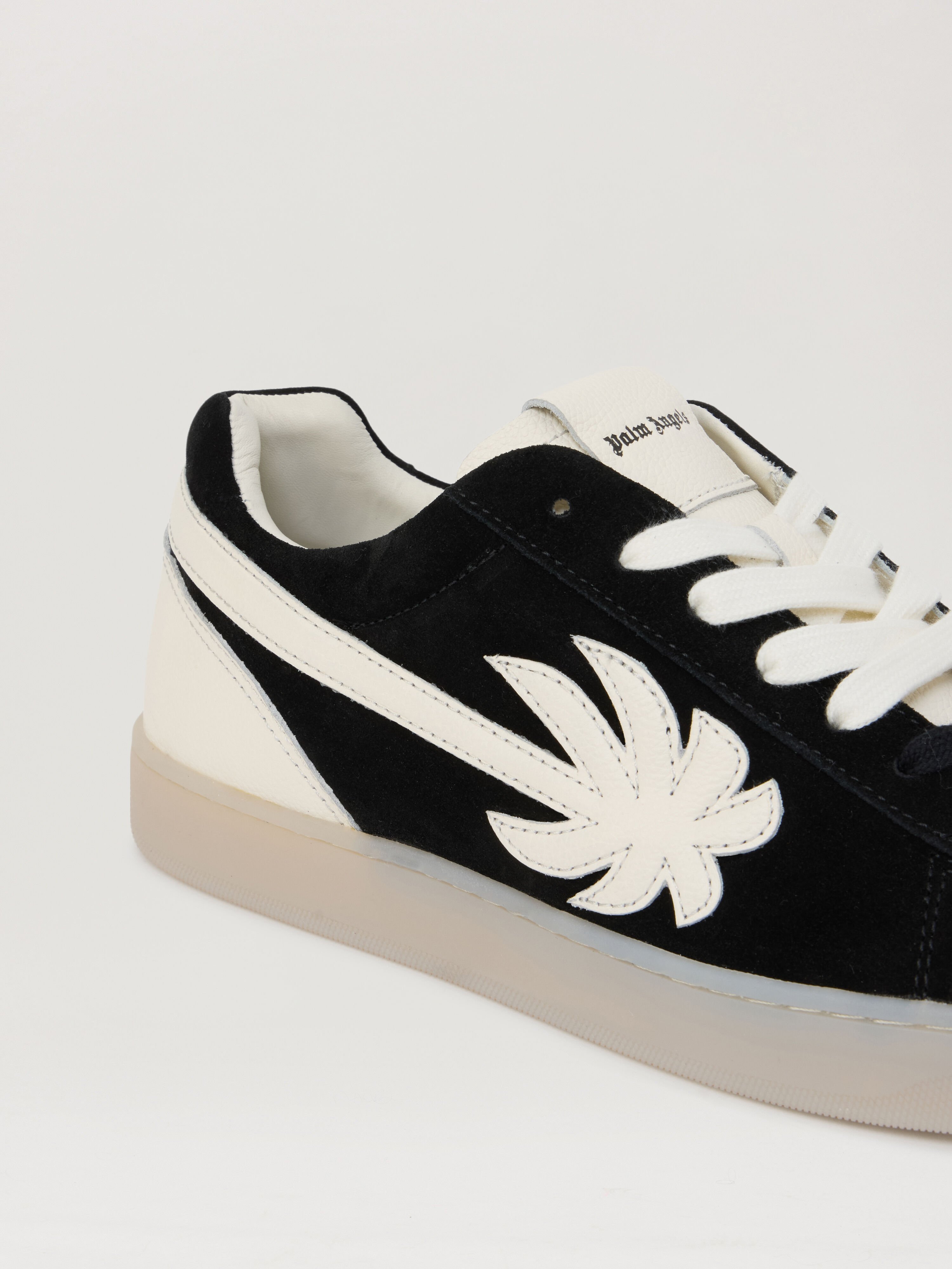 PALM ANGELS Palm Tennis Suede Sneakers BLACK IVORY PMIA111S26LEA001