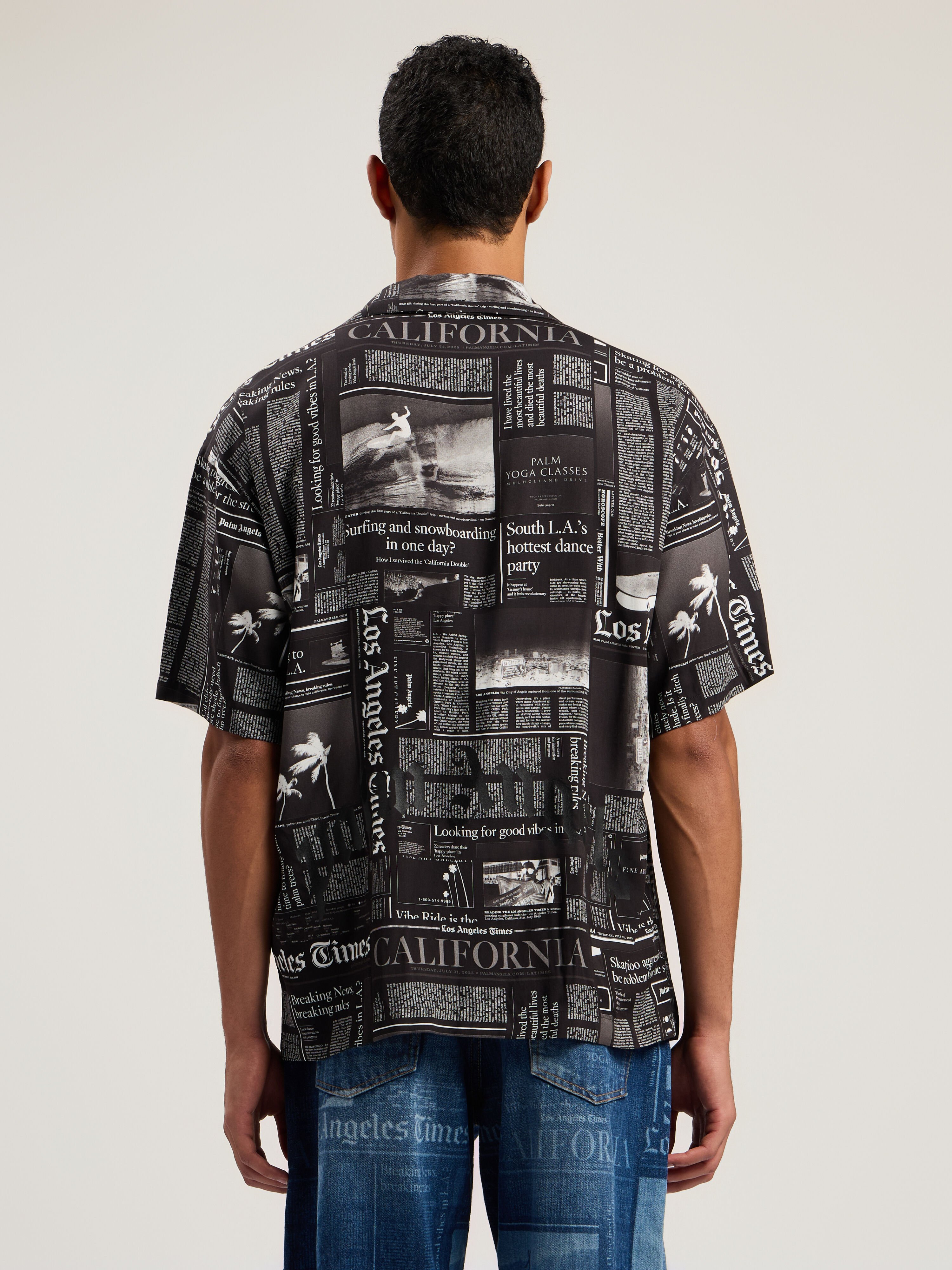 PaxLaTimes News Shirt in BLACK - OFF WHITE for Men | Palm Angels®