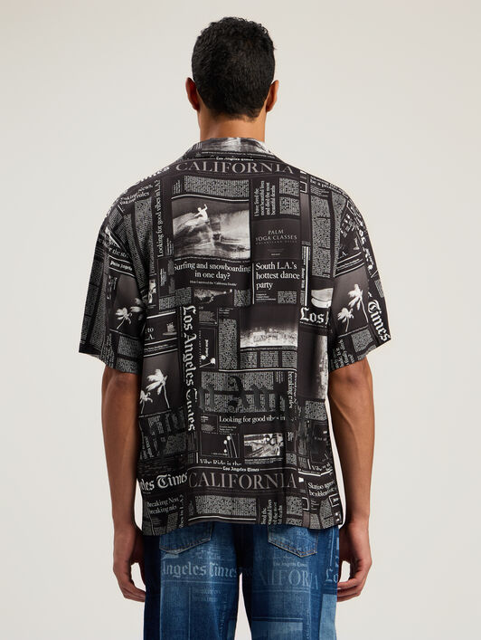 PALM ANGELS Paxlatimes_News Shirt BLACK - OFF WHITE PMGG00DF25FAB005