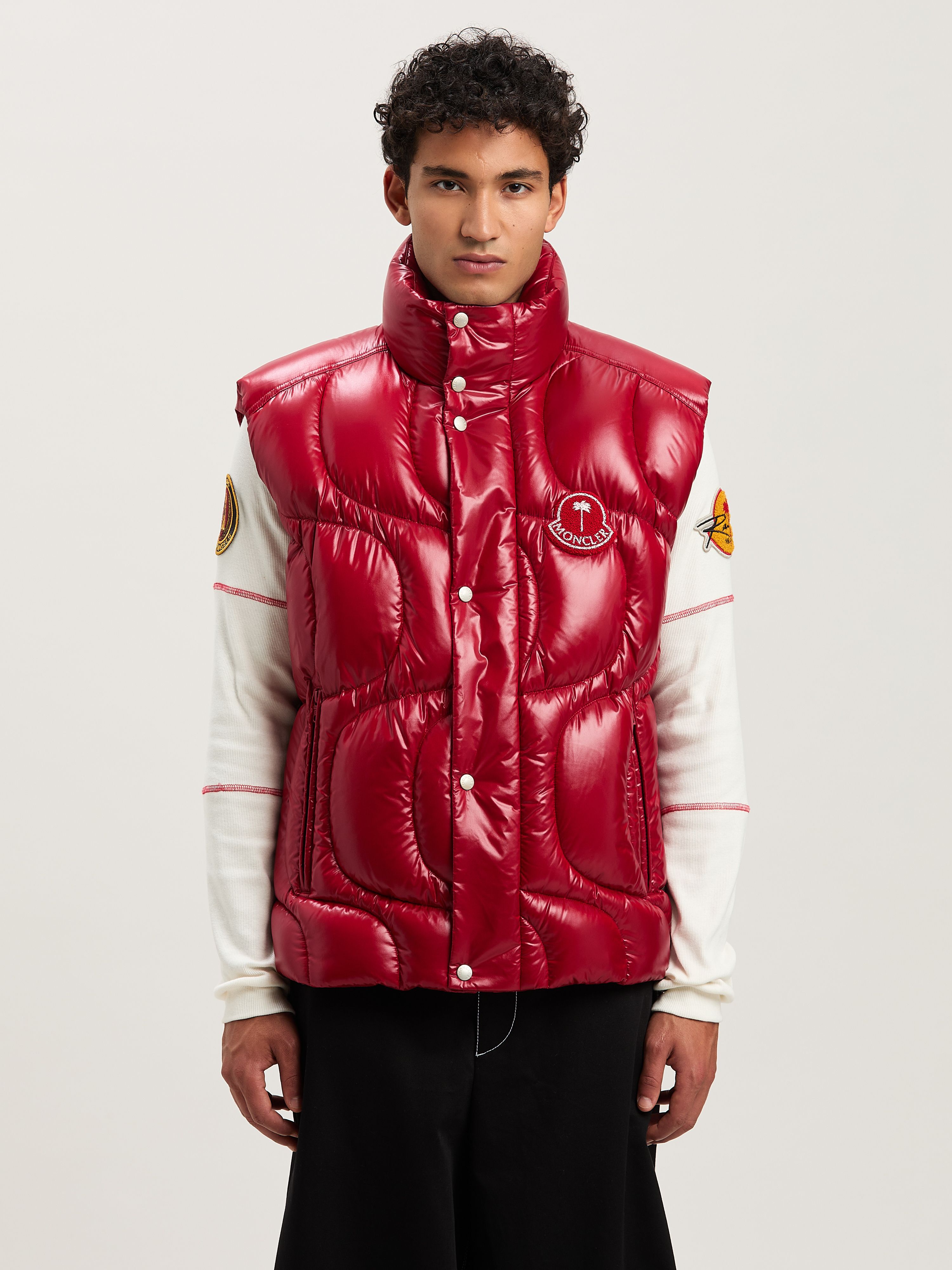 PALM ANGELS  Gwenyth Down Vest Moncler x Palm Angels RED - RED PMEX016T25FAB001