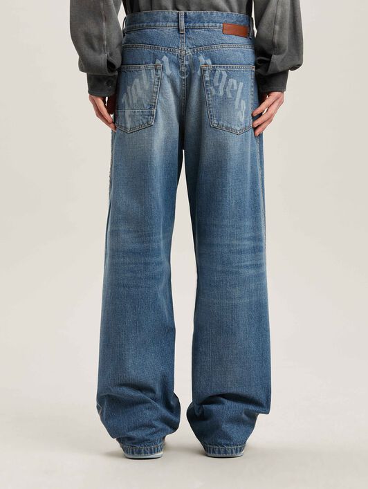 PALM ANGELS  Jeans mit geschwungenem Logo LIGHT BLUE - LIGHT BLUE PMYA049S25DEN002