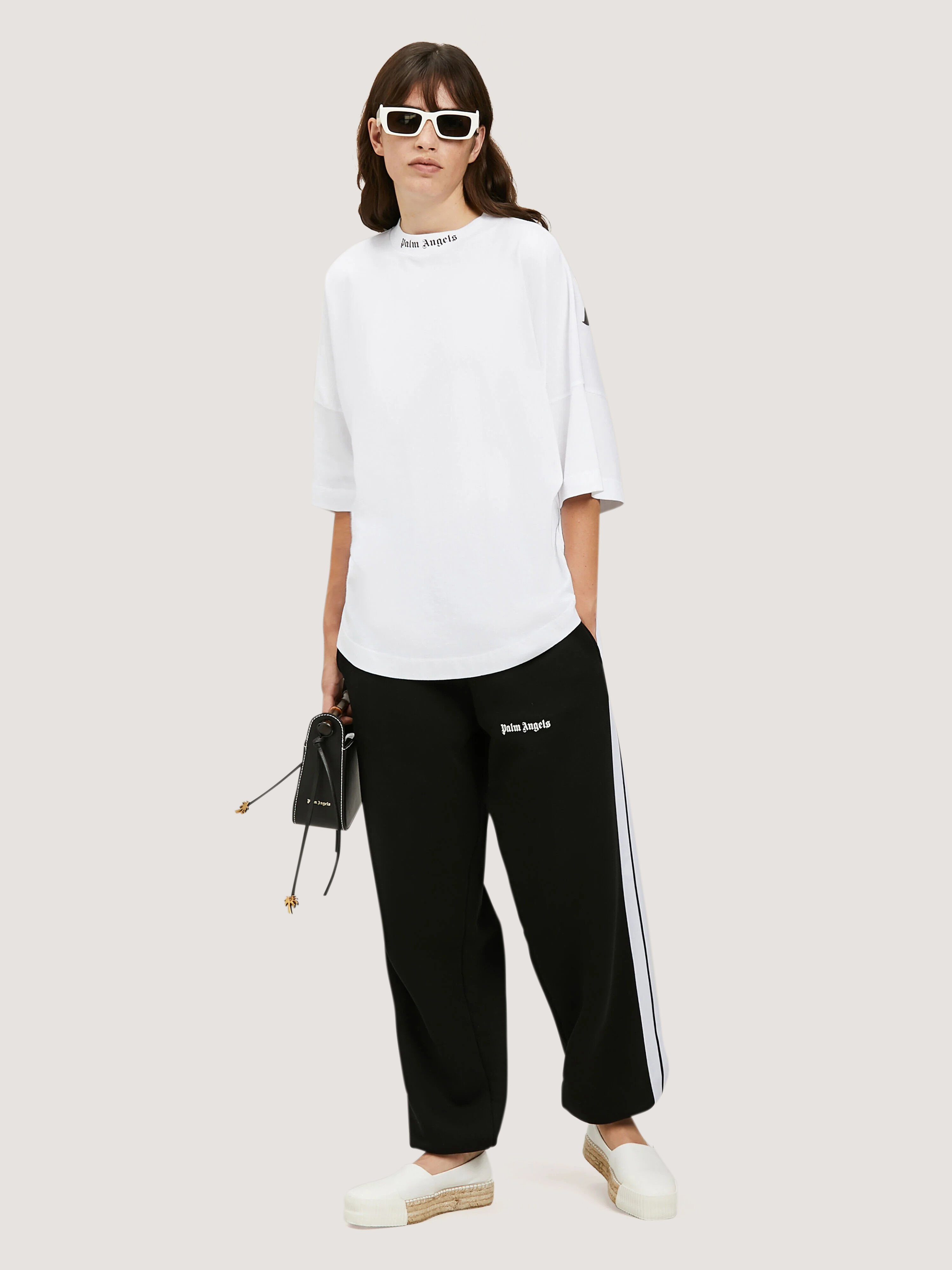 PALM ANGELS  CLASSIC LOGO OVER TEE WHITE BLACK PWAA023C99JER002