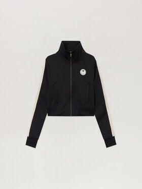 PALM ANGELS Tree Logo Crop Track Jacket BLACK OFF WHITE PWBD045S26FAB002