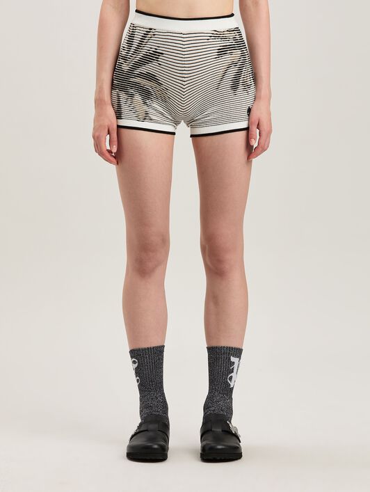 PALM ANGELS  Palms jacquared knit shorts OFF WHITE - BLACK PWHM016S25KNI001