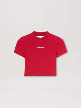 PALM ANGELS  Classic logo cropped Baby T-shirt RED - OFF WHITE PWAA074S25JER001