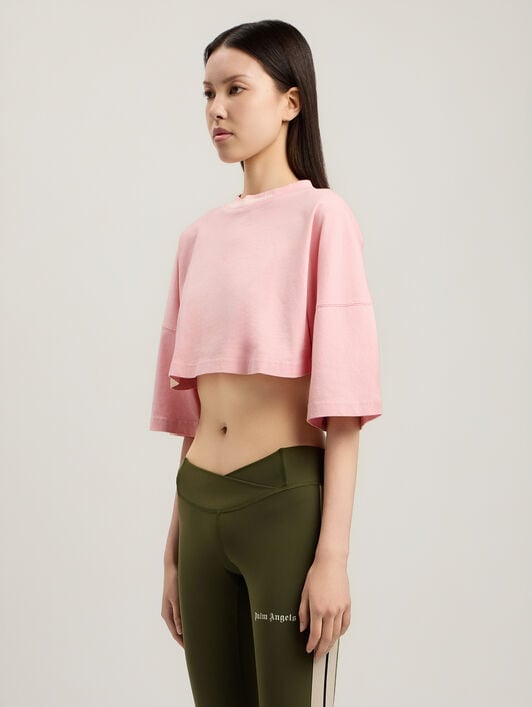 PALM ANGELS Classic Logo Mini T-Shirt PINK OFF WHITE PWAA054S26JER002