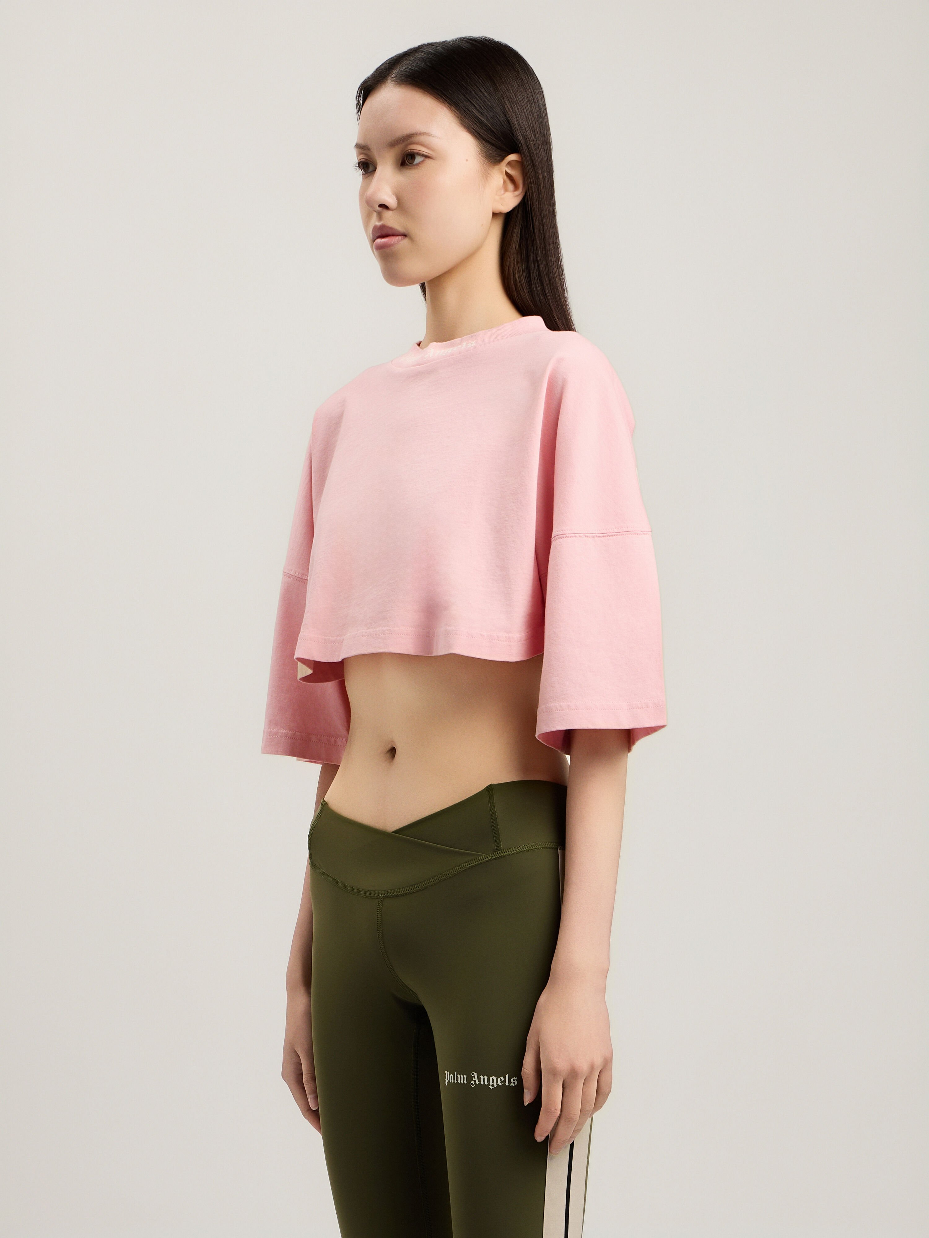 PALM ANGELS Classic Logo Mini T-Shirt PINK OFF WHITE PWAA054S26JER002