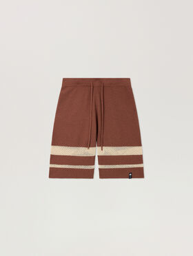 PALM ANGELS Palm Type Loose Knit Shorts BROWN - KAKI PAMHM01F26KN01