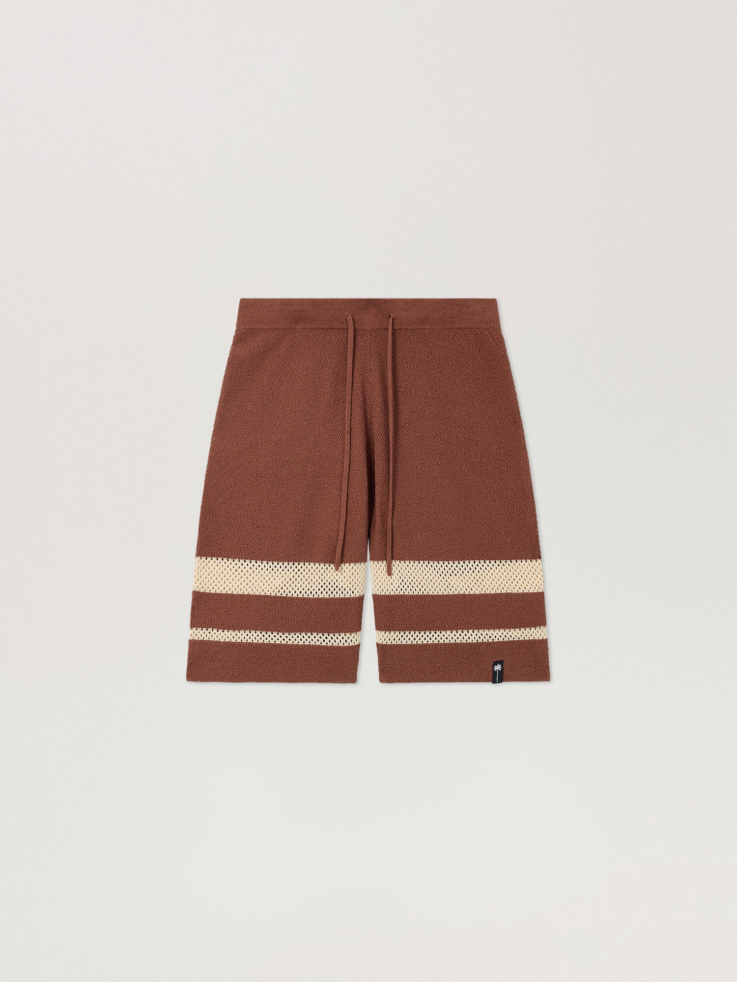 Palm Type Loose Knit Shorts PALM ANGELS Palm Type Loose Knit Shorts BROWN - KAKI PAMHM01F26KN01