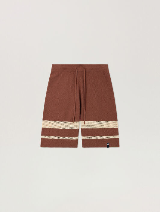 Palm Type Loose Knit Shorts PALM ANGELS Palm Type Loose Knit Shorts BROWN - KAKI PAMHM01F26KN01