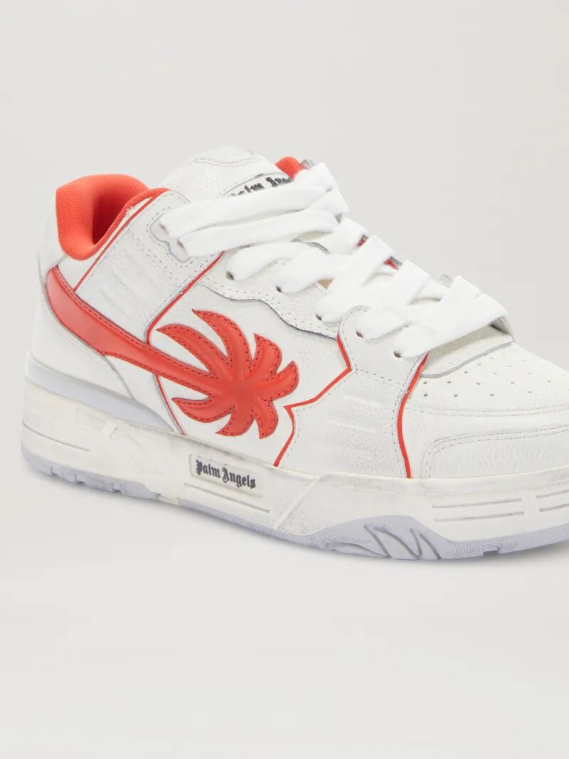 PALM ANGELS  Washed Venice Sneaker WHITE - CORAL RED PMIA101S25LEA002