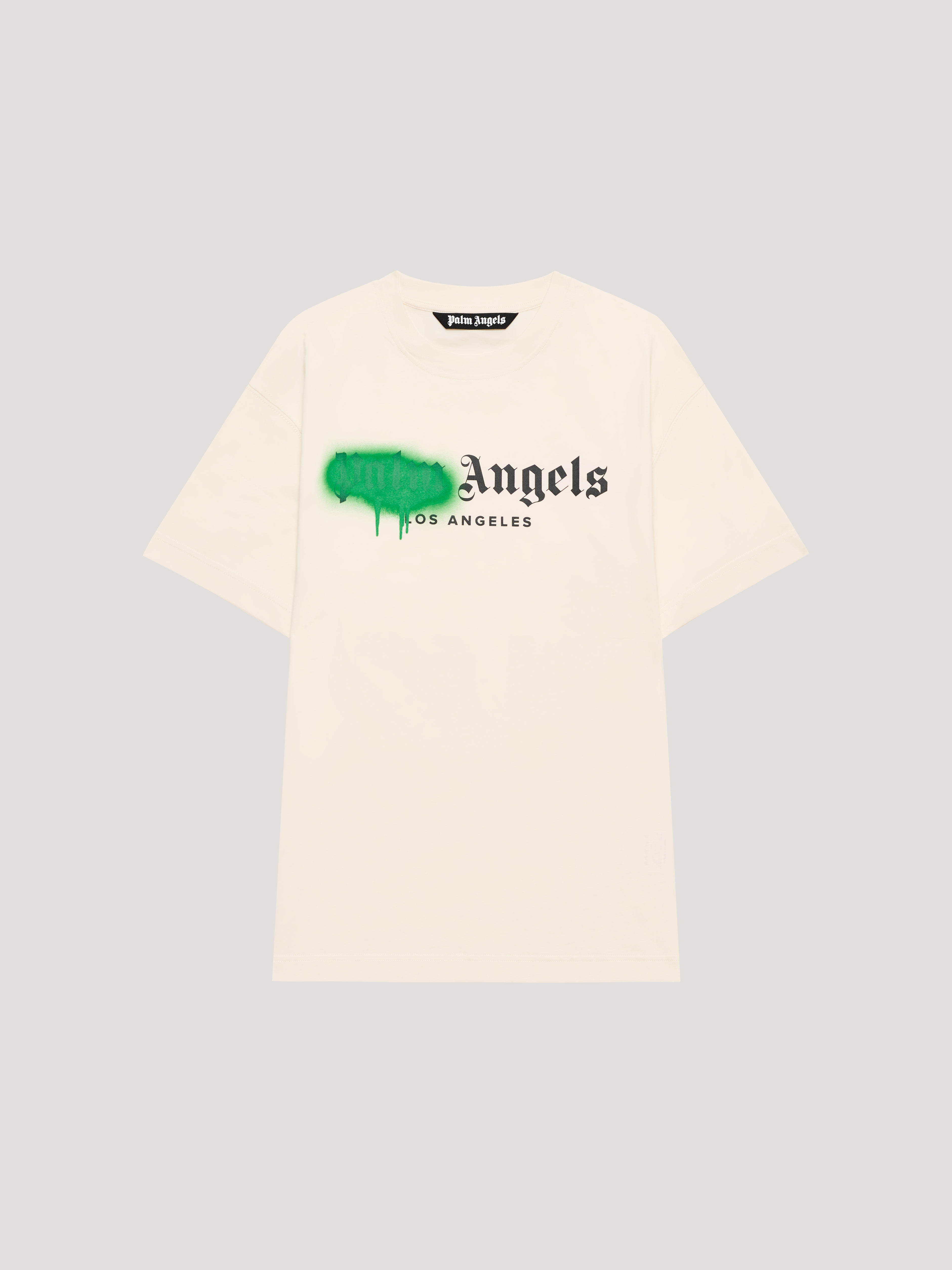 PALM ANGELS Spray LA T-Shirt OFF White/Green PMAA109T26JER001