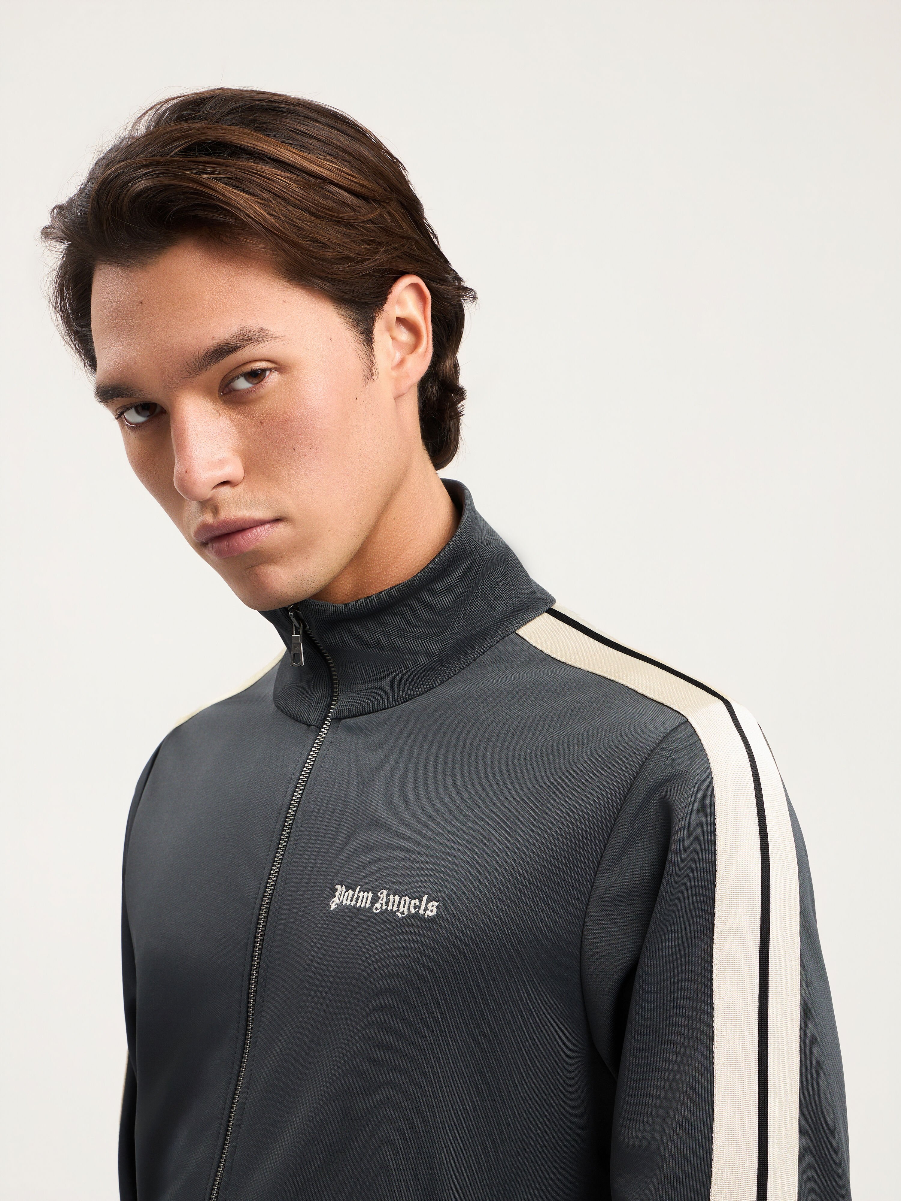 PALM ANGELS Classic Logo Track Jacket DARK GREY OFF WHITE PMBD058S26FAB001