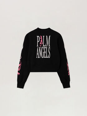 PALM ANGELS Flames Fitted Crew Sweatshirt BLACK - MULTICOLOR PWBA016F25FLE003