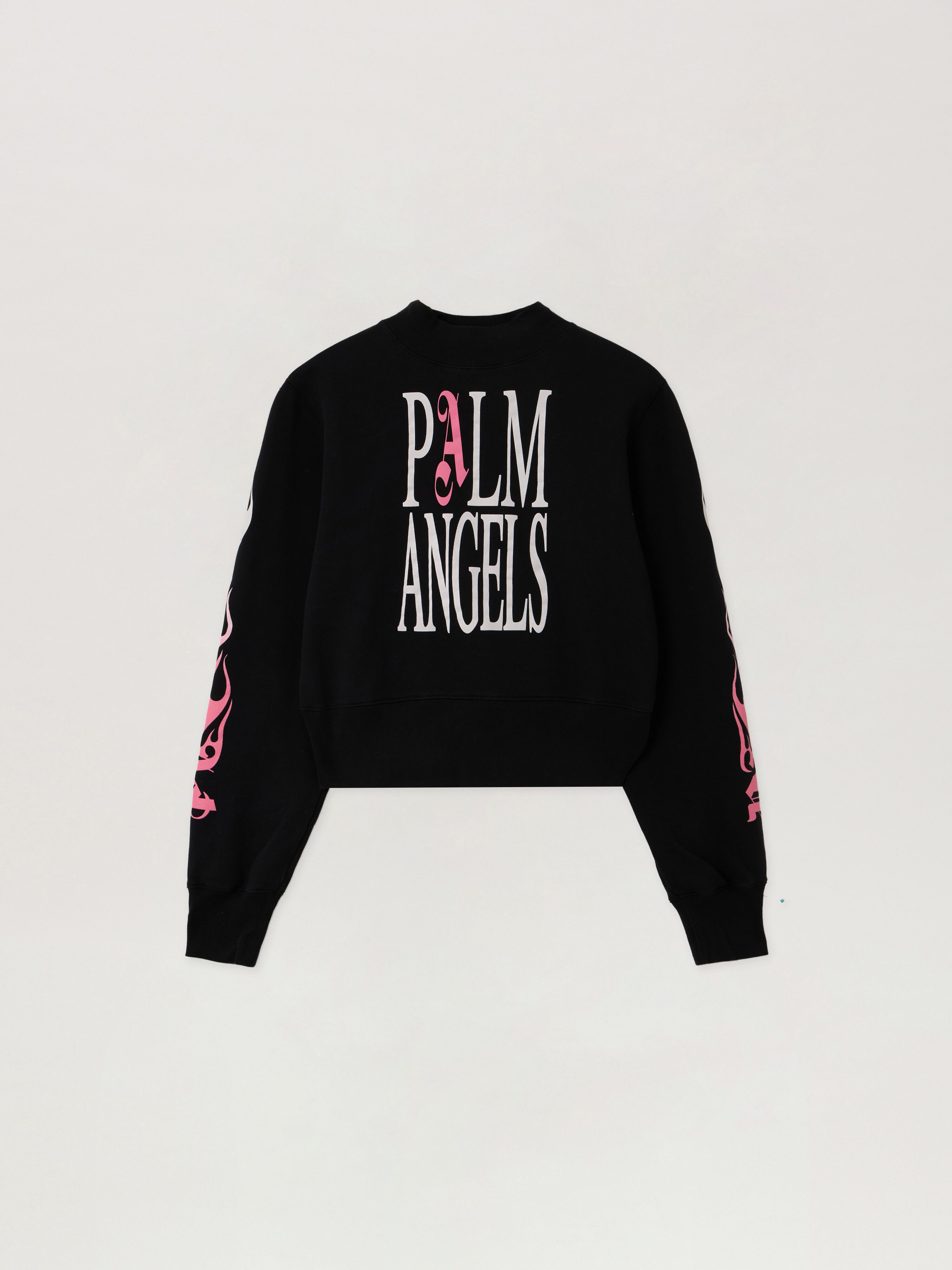 Flames Fitted Crew Sweatshirt PALM ANGELS Flames Fitted Crew Sweatshirt BLACK - MULTICOLOR PWBA016F25FLE003