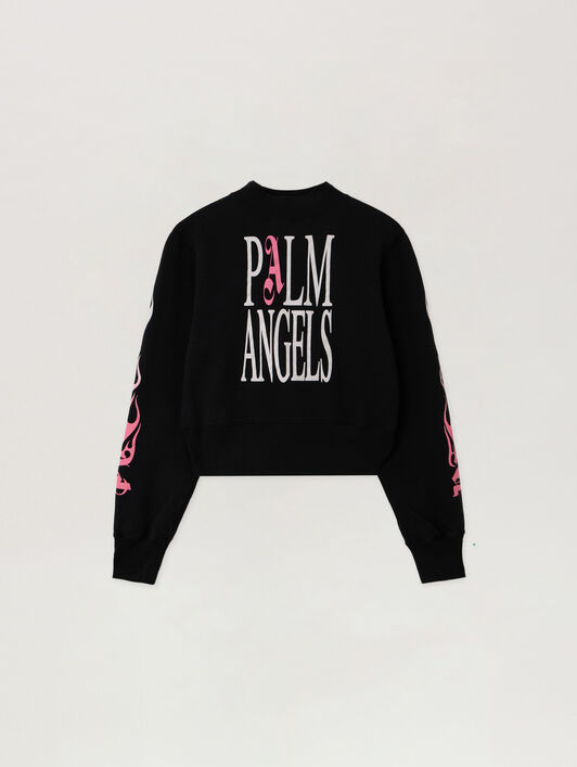 Flames Fitted Crew Sweatshirt PALM ANGELS Flames Fitted Crew Sweatshirt BLACK - MULTICOLOR PWBA016F25FLE003
