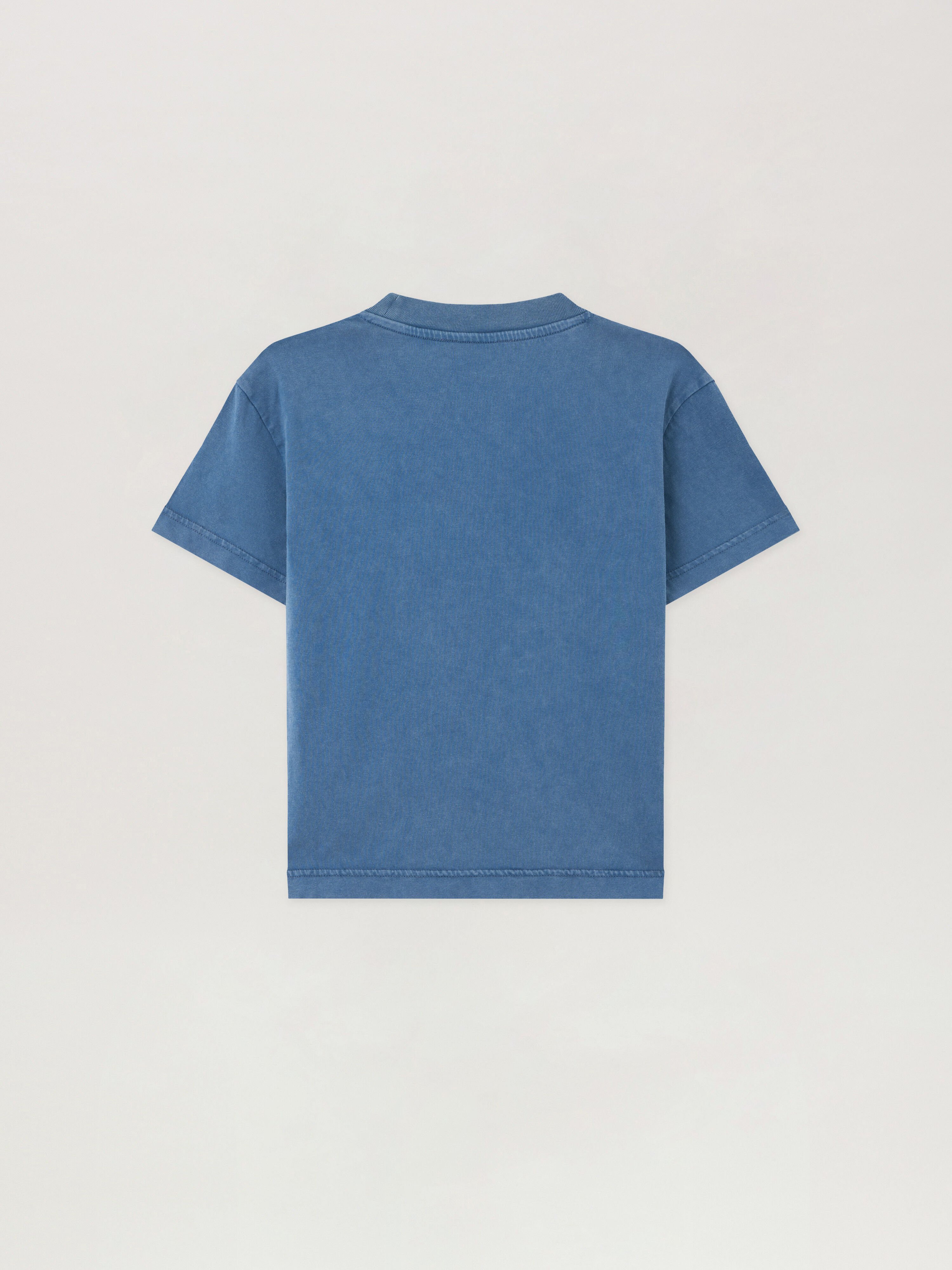 PALM ANGELS Curved Logo Faded T-Shirt BLU/BLUE PBAA003S26JER009