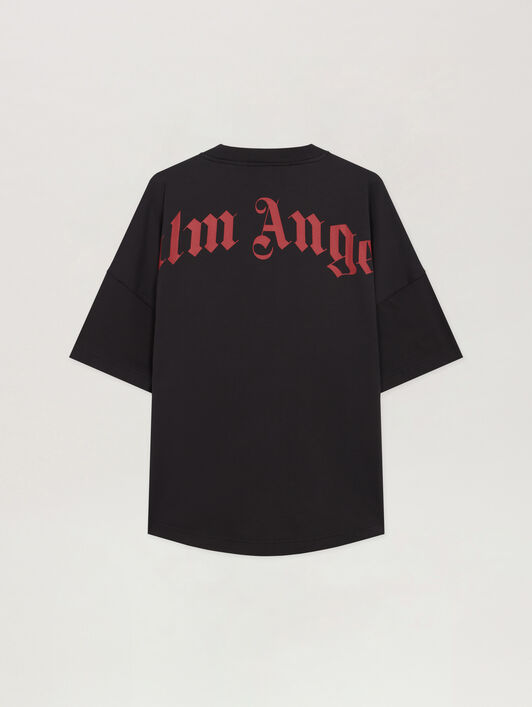 Curved Logo Over T-shirt PALM ANGELS Curved Logo Over T-shirt BLACK - RED PMAA10BF25JER001