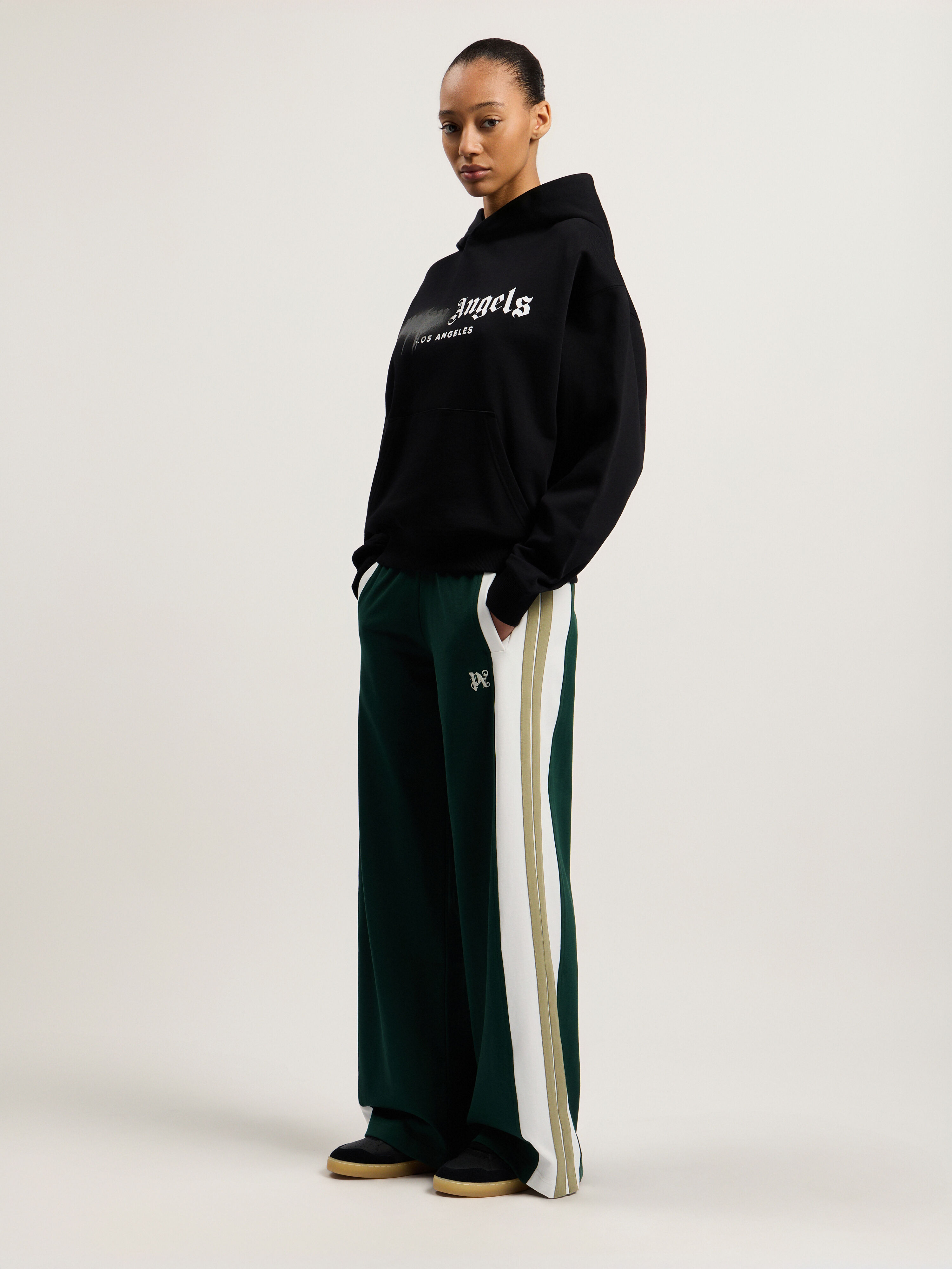 PALM ANGELS Spray City Los Angeles Hoodie Black/Black PMBB17DT26FLE001