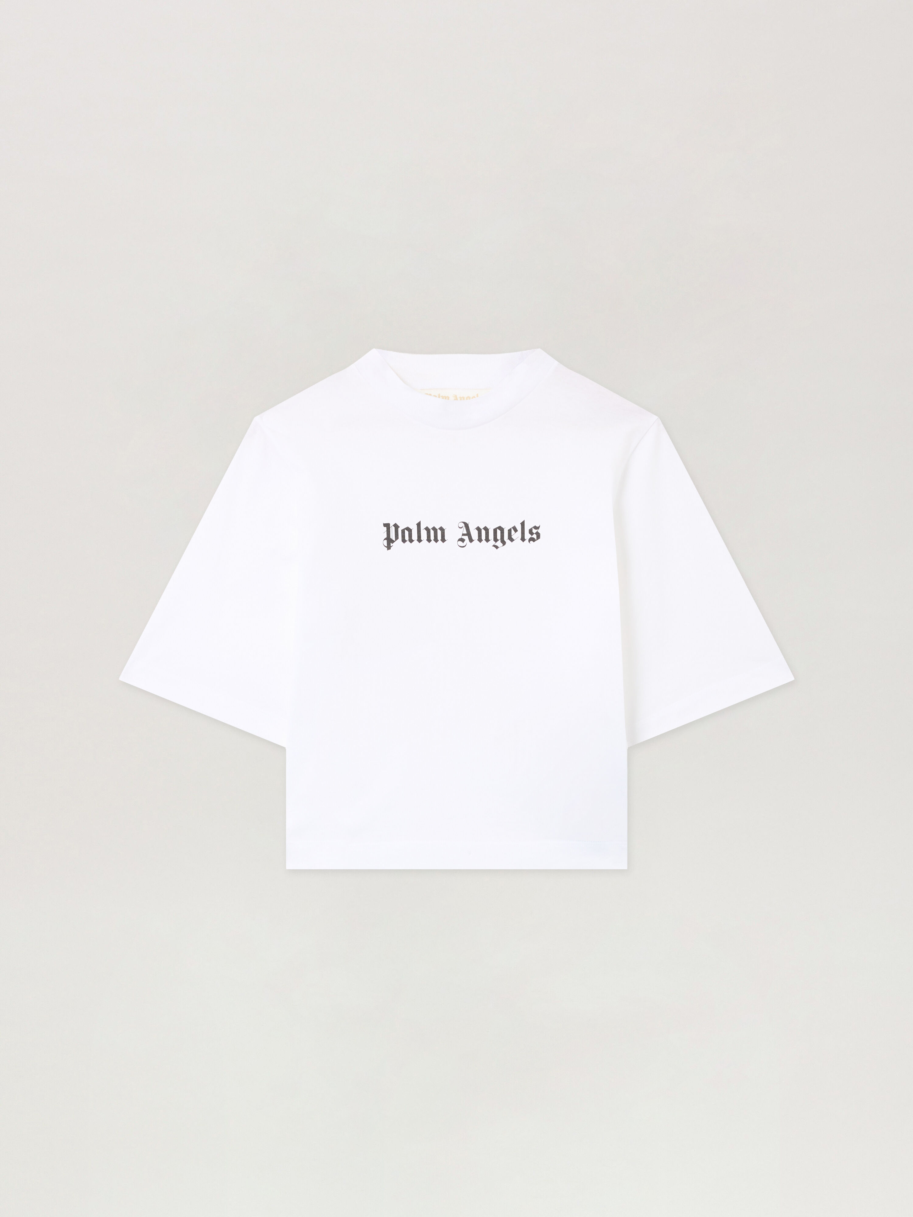 PALM ANGELS Classic Logo Cropped T-Shirt WHITE BLACK PWAA020C99JER016