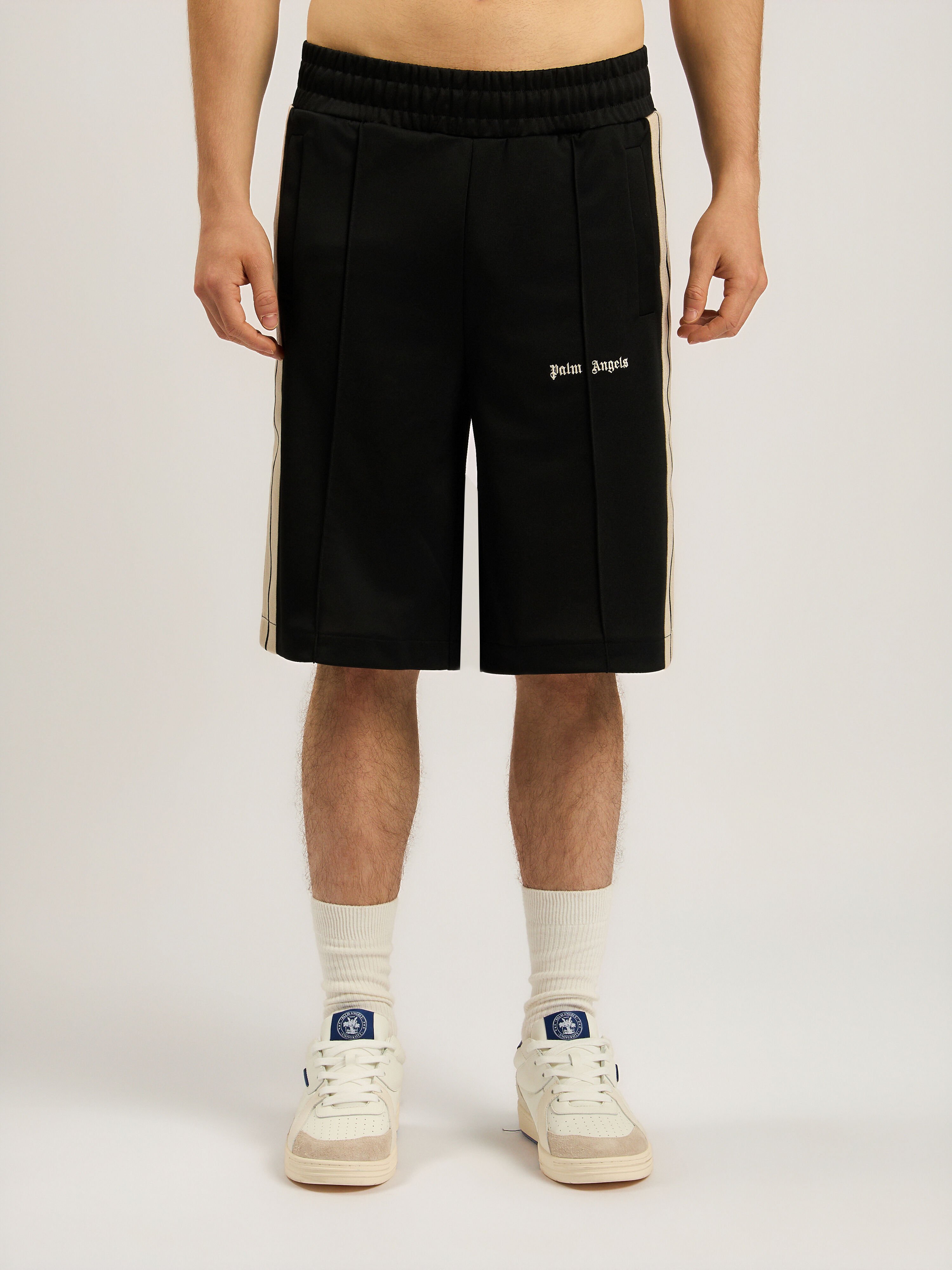 PALM ANGELS Classic Logo Track Shorts BLACK - OFF WHITE PAMCL01F26FB01