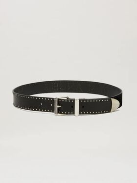 PALM ANGELS  Studs leather belt BLACK/SILVER PWRB02CS25LEA001