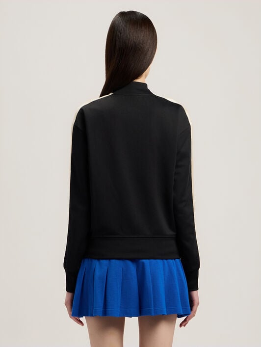 PALM ANGELS Classic Logo Track Bomber Jacket BLACK OFF WHITE PWBD050S26FAB001