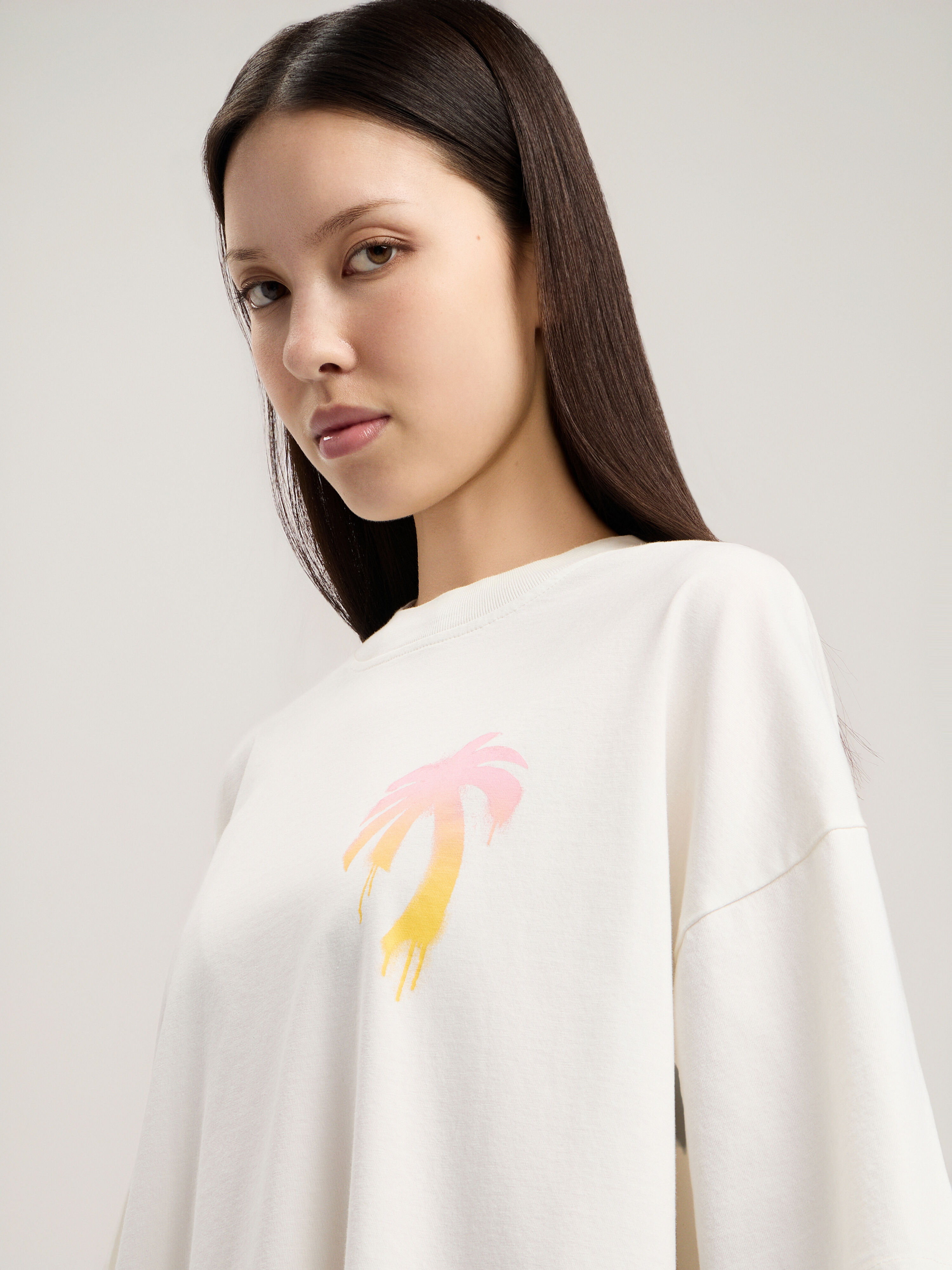 PALM ANGELS I Love PA Loose T-Shirt OFF WHITE BLACK PWAA07BS26JER004