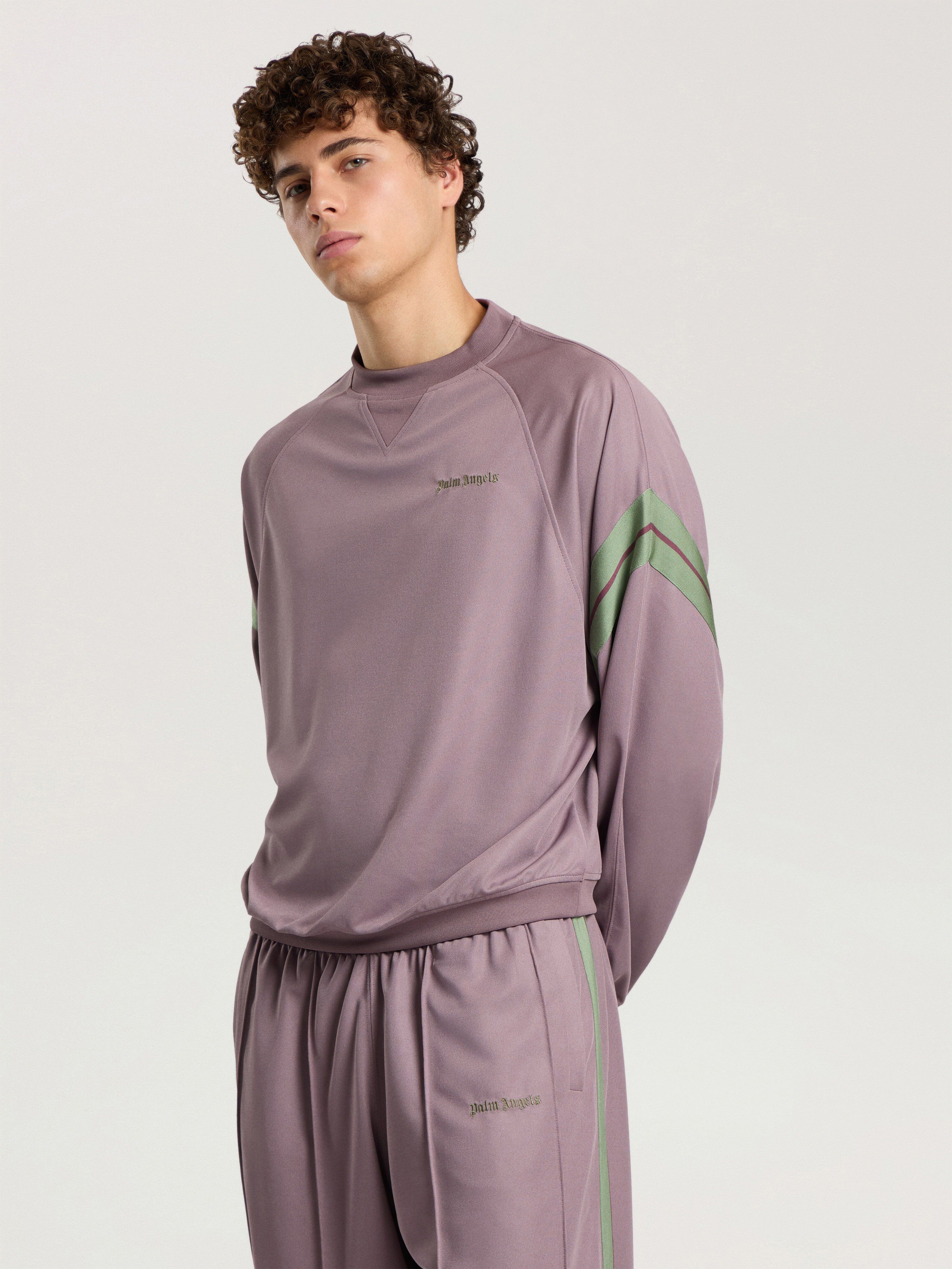 PALM ANGELS Urban Logo Track Crewneck MAUVE - SAGE PAMBF01F26FB01