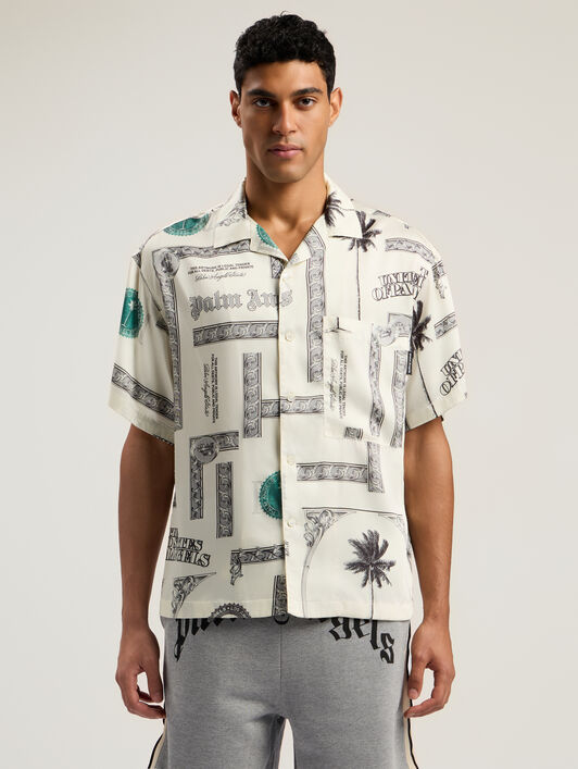 PALM ANGELS Pa Dollar Bowl Shirt IVORY - BLACK PMGG00DF25FAB003